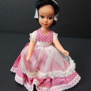 Vintage 6" Madame Alexander Clone Doll Made in Hong Kong Pink Polka Dot Dress